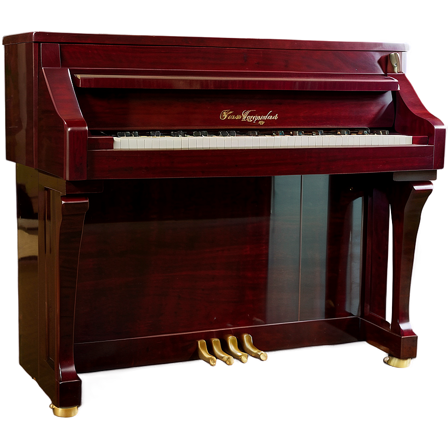 Glossy Mahogany Upright Piano Png Pel55 PNG