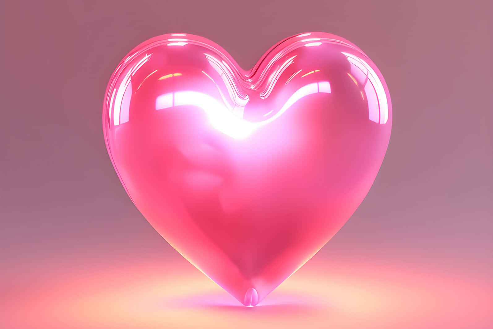 Glossy Pink Heart Desktop Background Wallpaper