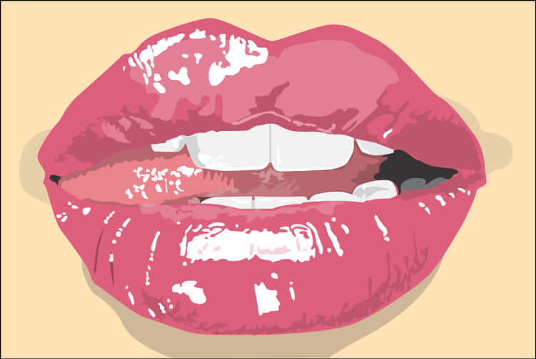 Glossy Pink Lips Illustration PNG