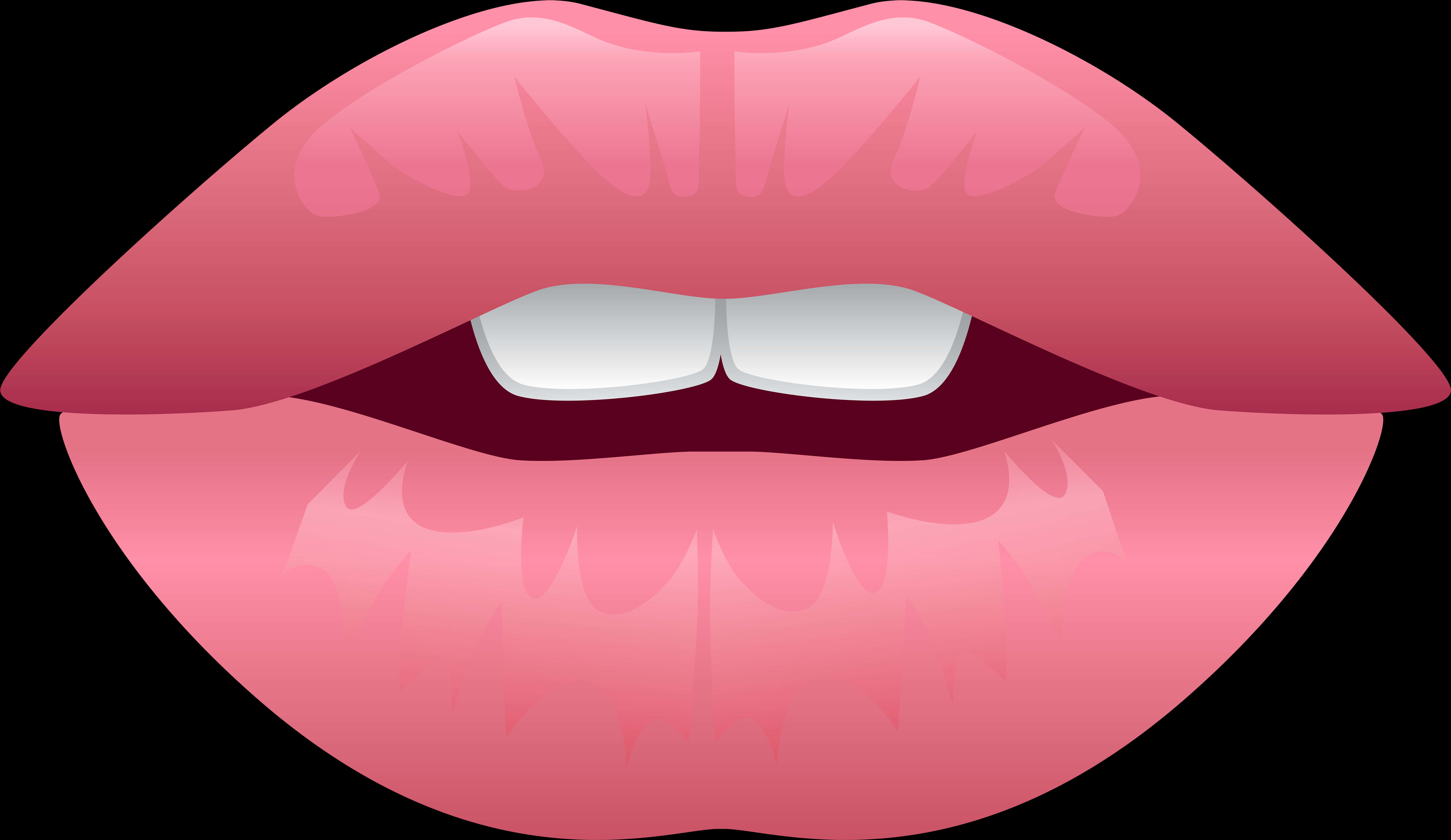 Glossy Pink Lips Vector Illustration PNG