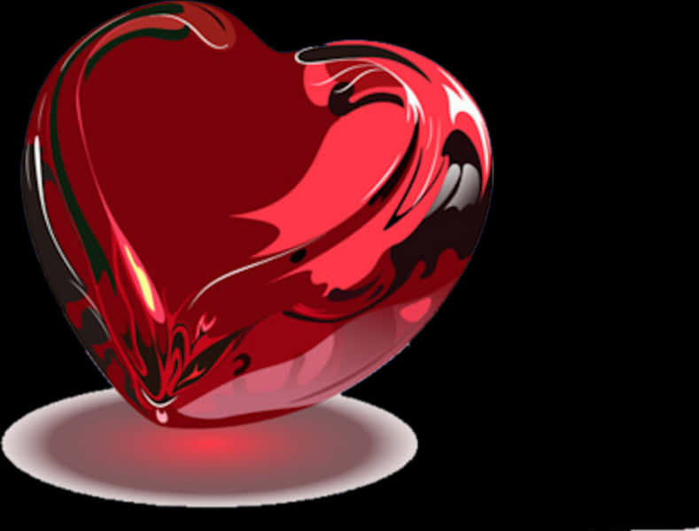 Glossy Red Heart Artwork PNG