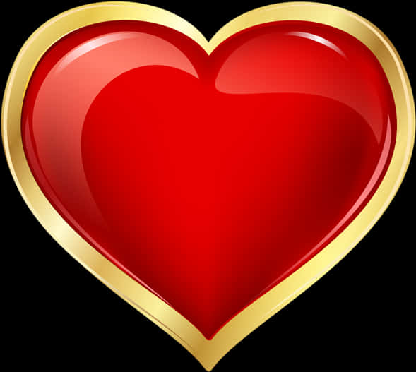 Glossy Red Heart Gold Trim PNG