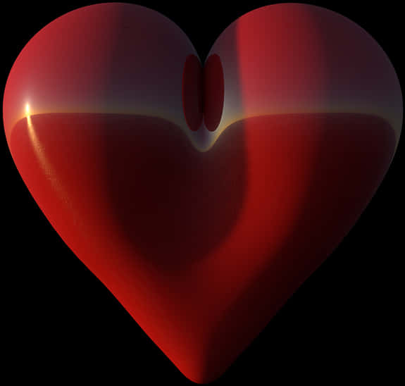 Glossy Red Heart Shaped Illustration PNG