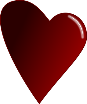 Glossy Red Heart Shaped Illustration PNG