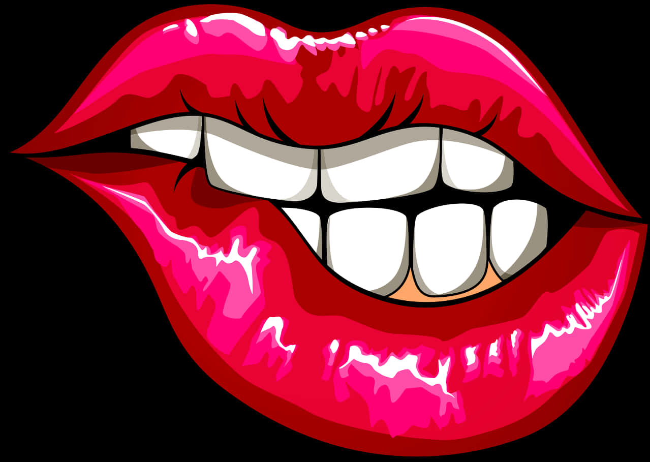 Glossy Red Lips Illustration PNG