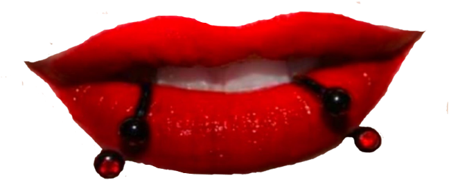 Glossy Red Lipswith Dew Drops PNG