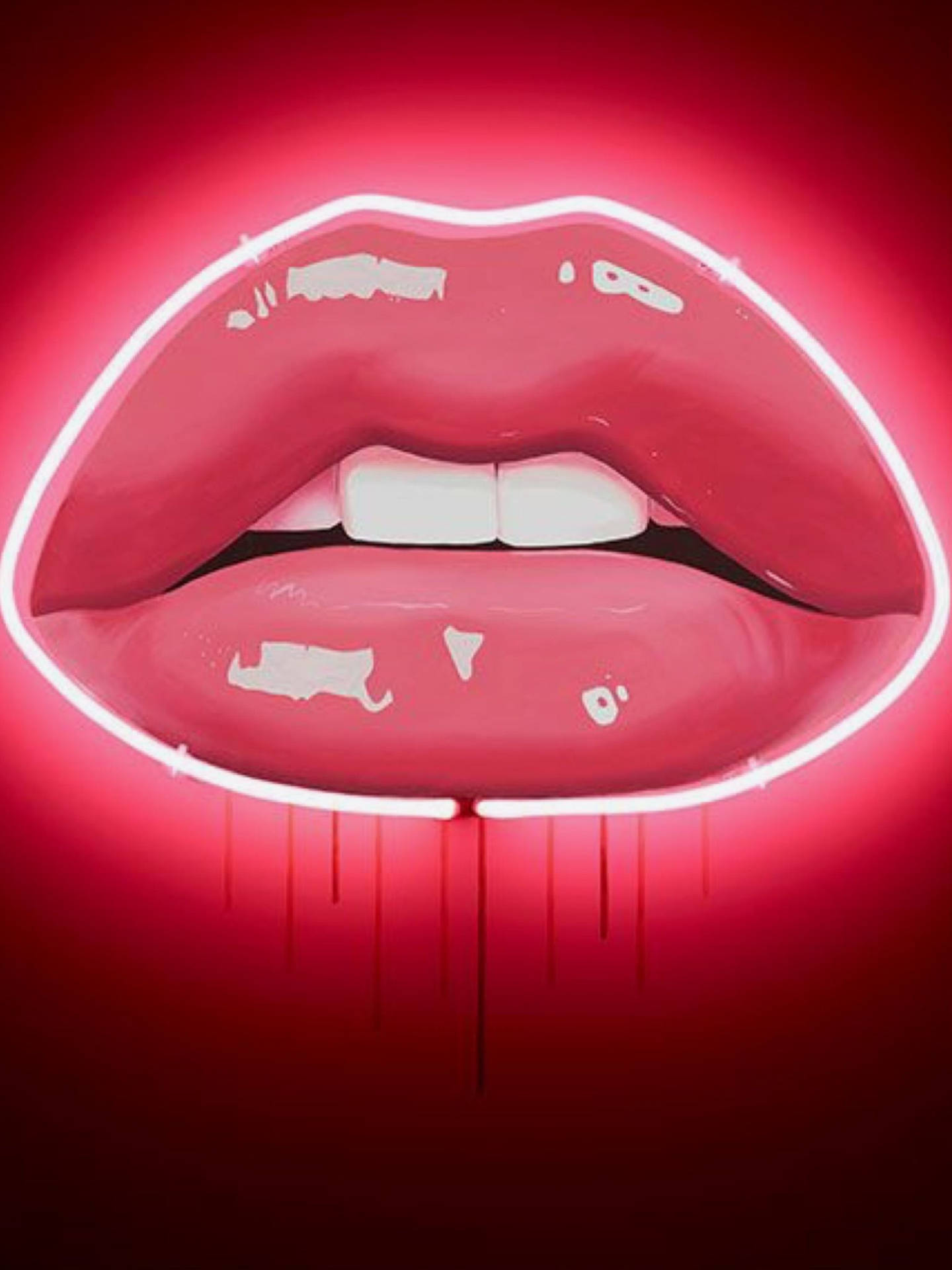 Glossy Rosy Lips Pop Art Wallpaper