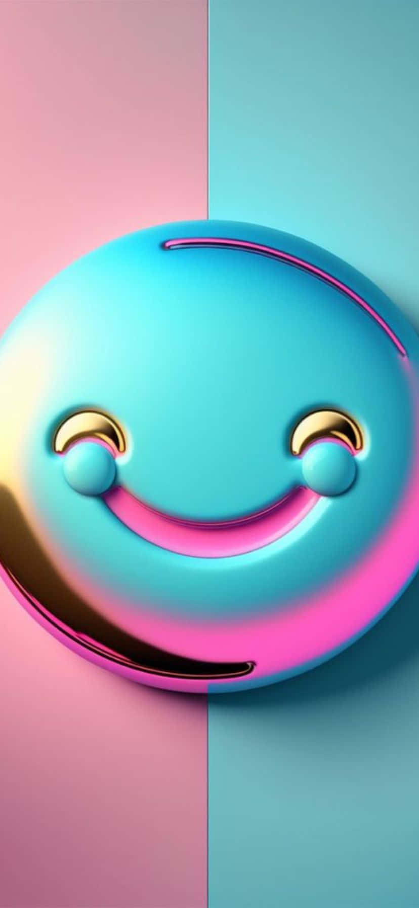 Glossy Smiley Face Emoji Split Background Wallpaper