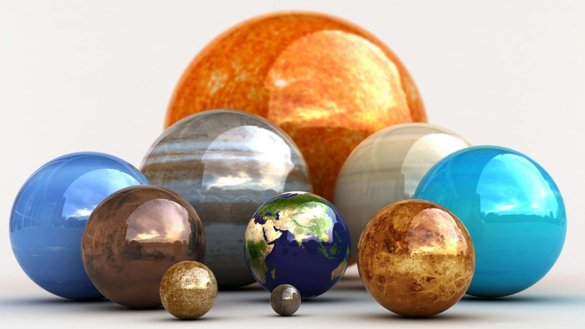 Glossy Solar System Figures Wallpaper