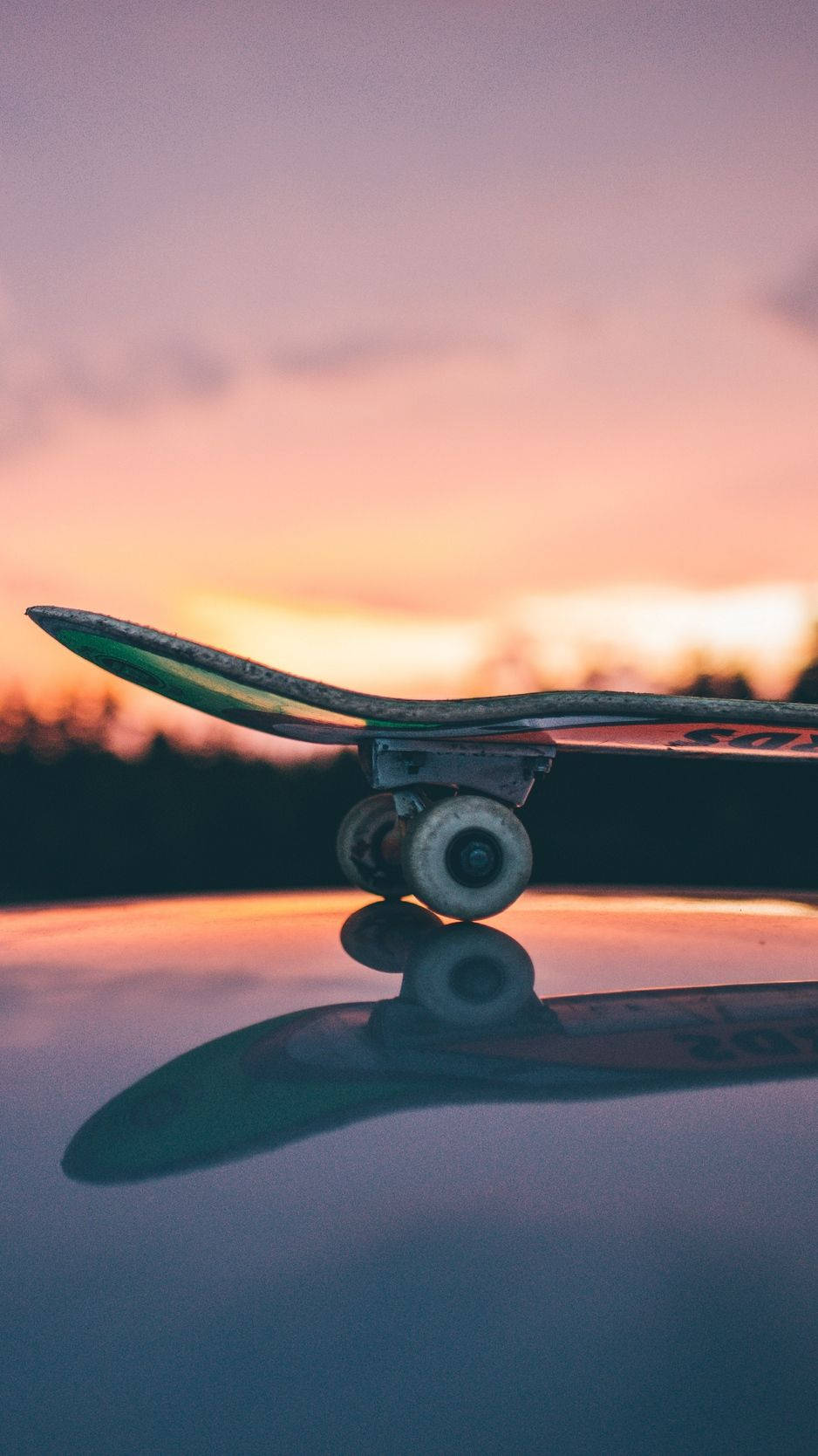 Glossy Surface With Skateboard Iphone Wallpaper
