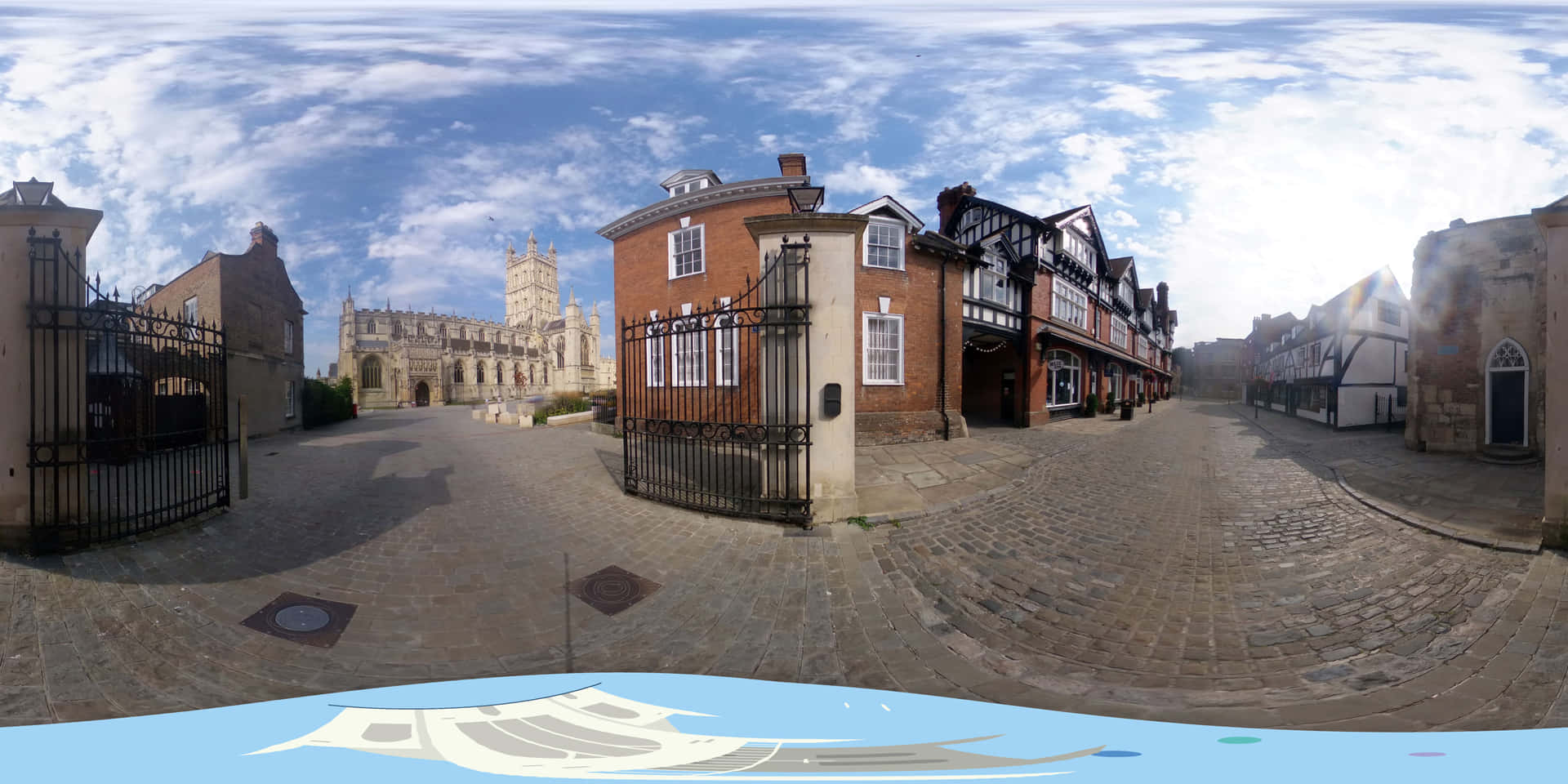 Gloucester Cathedral Square Panorama Wallpaper