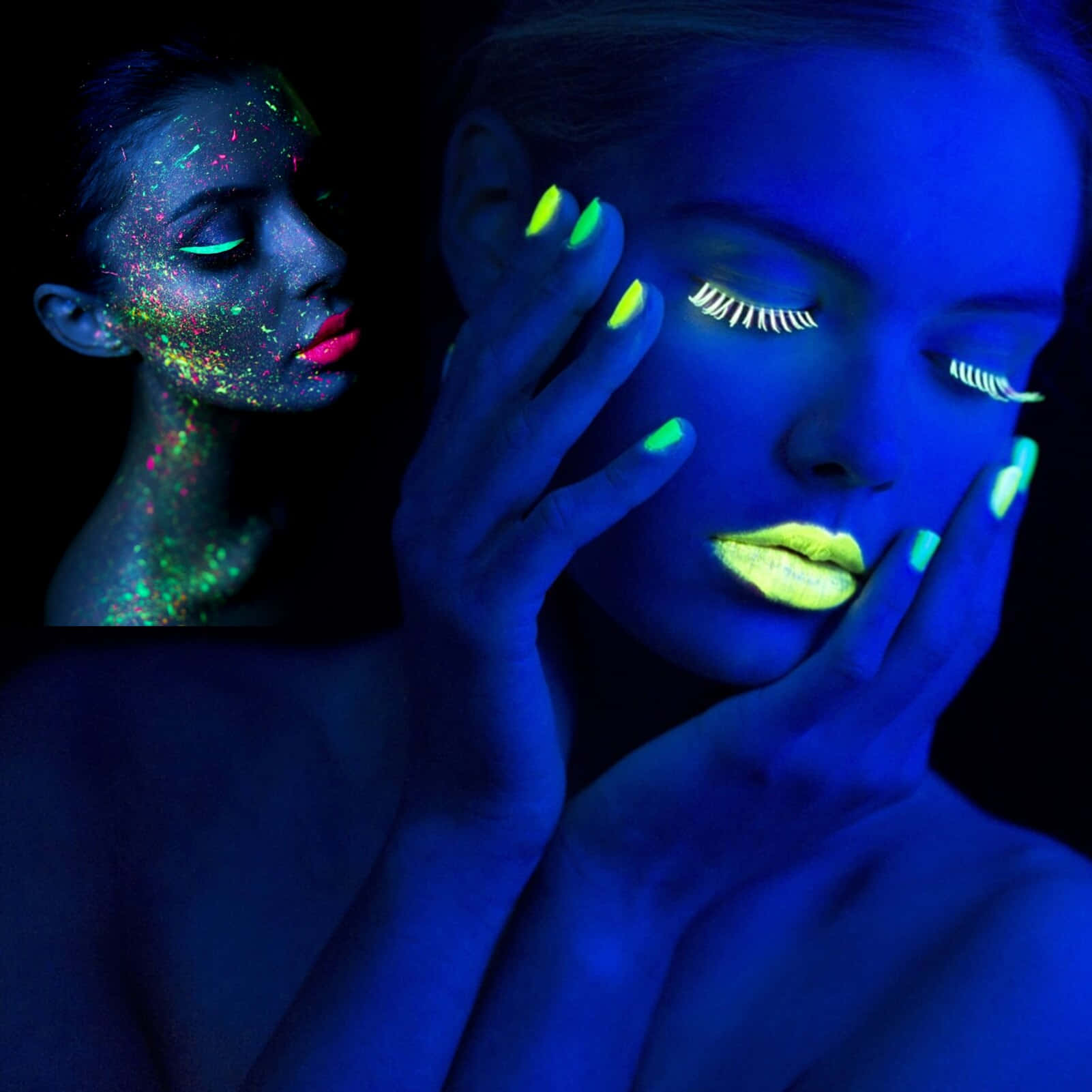 Glow Like Never Before - Neon Makeup Under Black Light Wallpaper