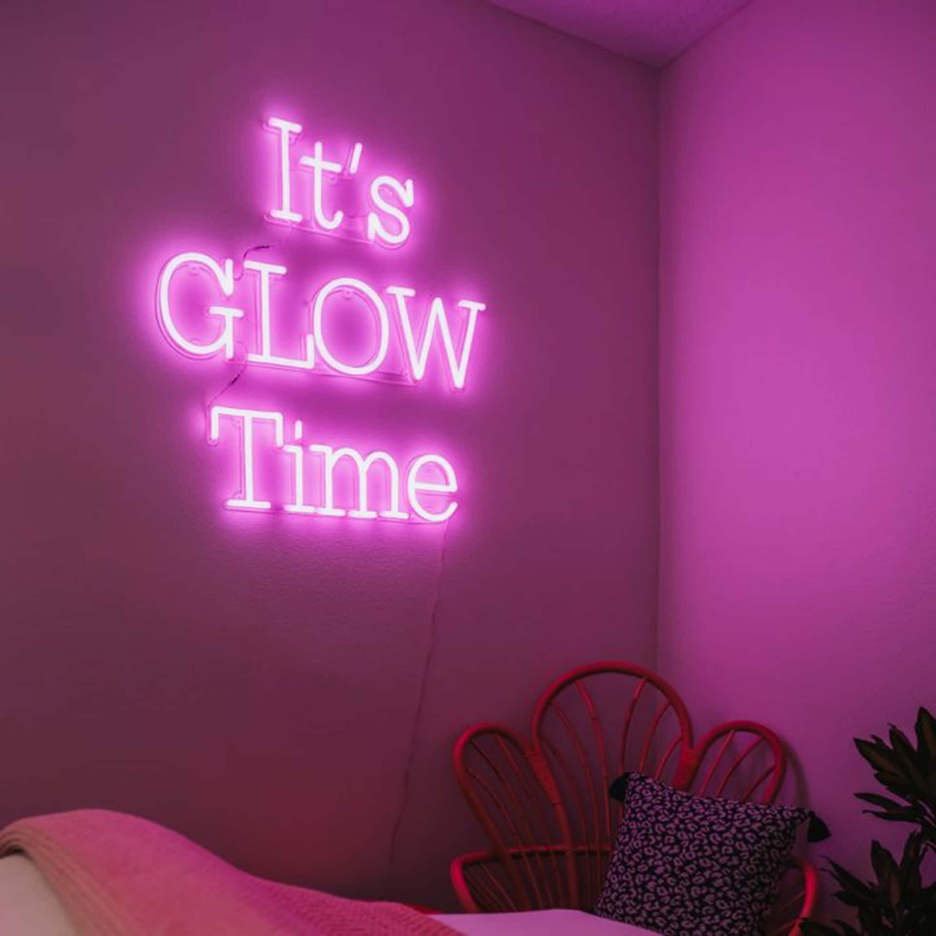 Glow Time Neon Pink Aesthetic Room Decor Wallpaper