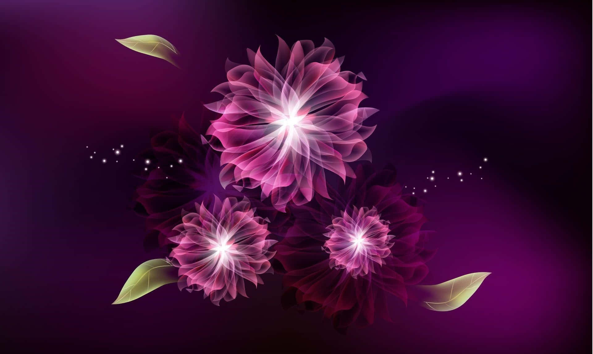 Glowing Abstract Flowers Purple Background Wallpaper
