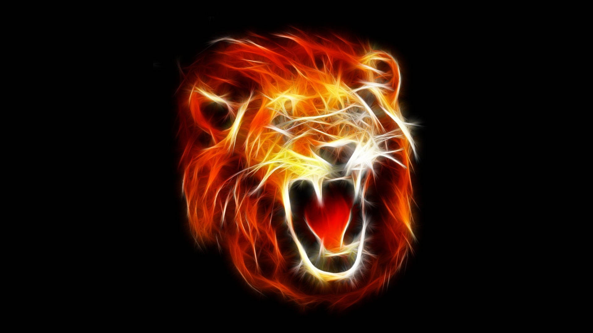 Glowing Angry Lion Art Wallpaper