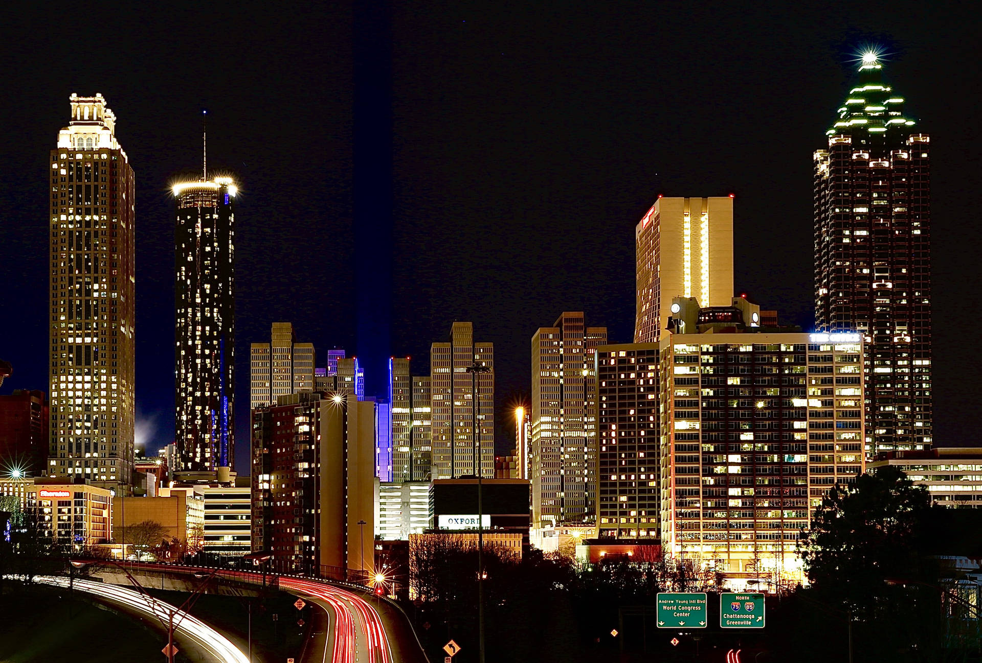 Glowing Atlanta Skyline Background