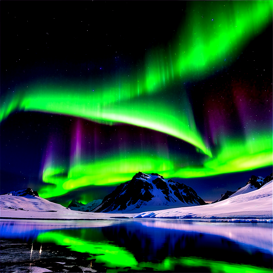 Glowing Aurora Over Glacier Png 06202024 PNG