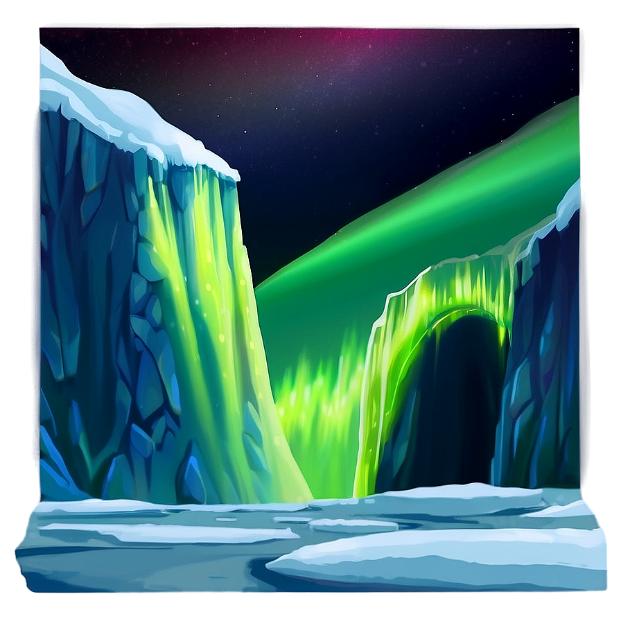 Glowing Aurora Over Glacier Png 43 PNG