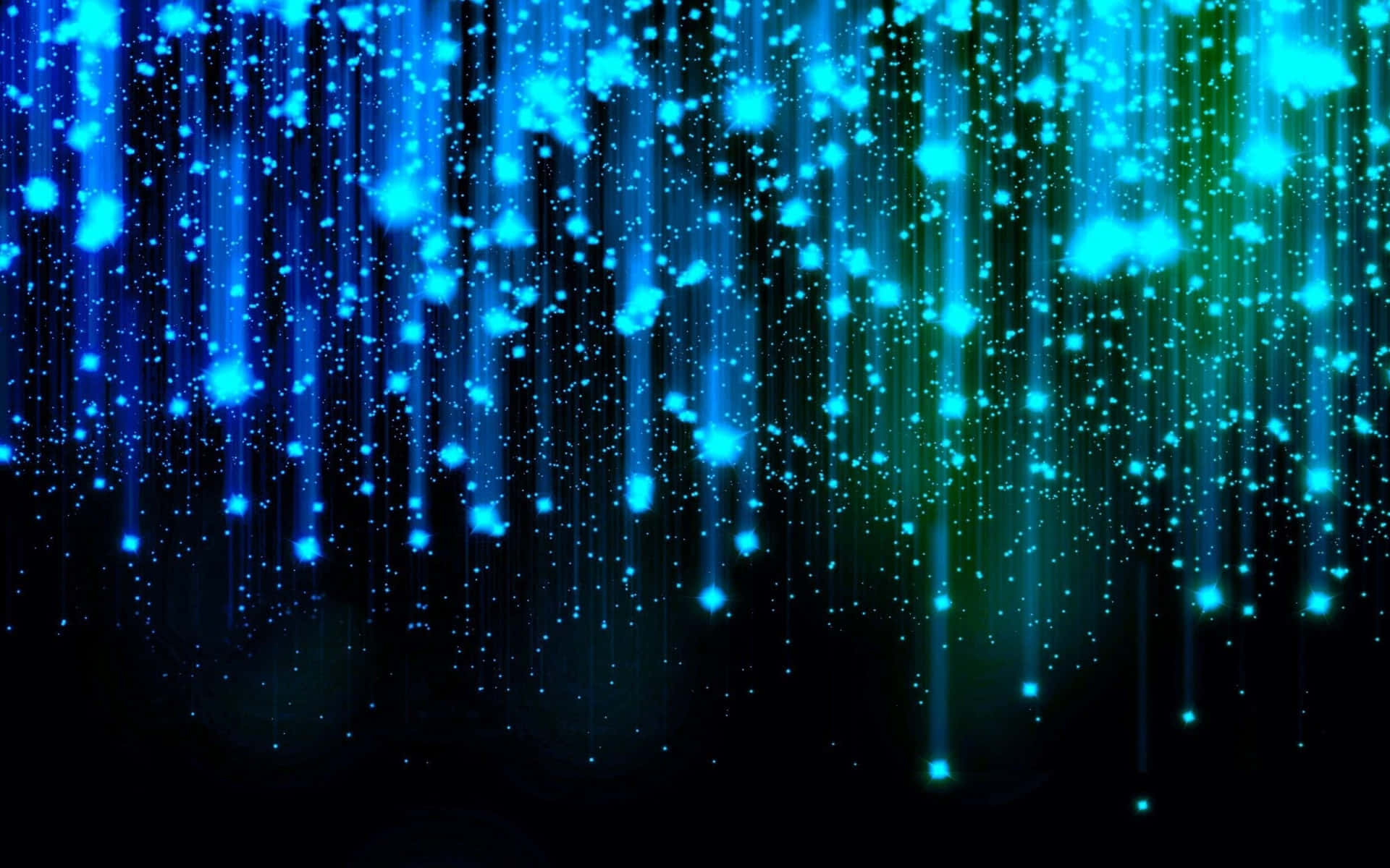 Blue And Green Rain Drops On A Black Background