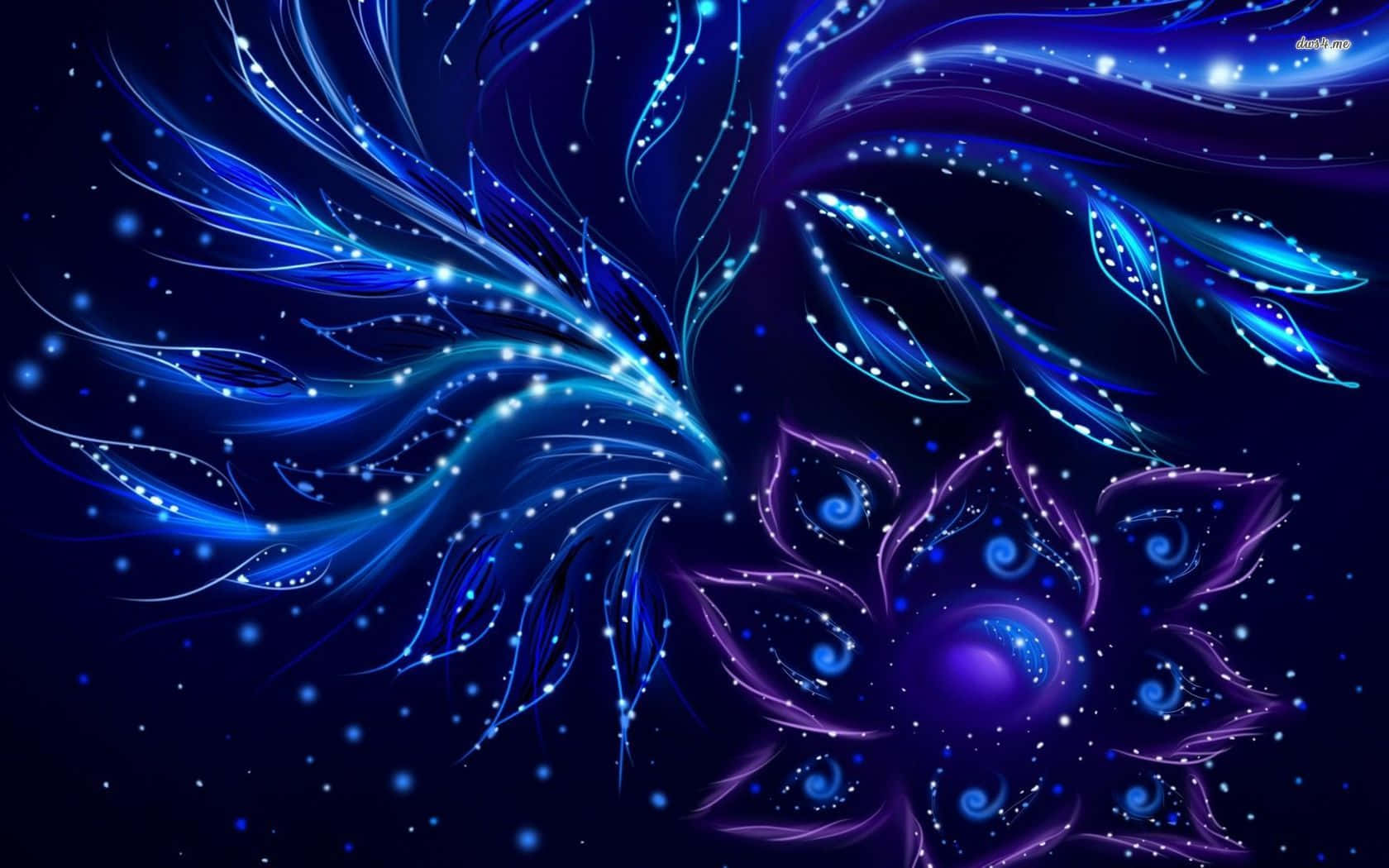 A Blue Flower With Stars And Blue Feathers