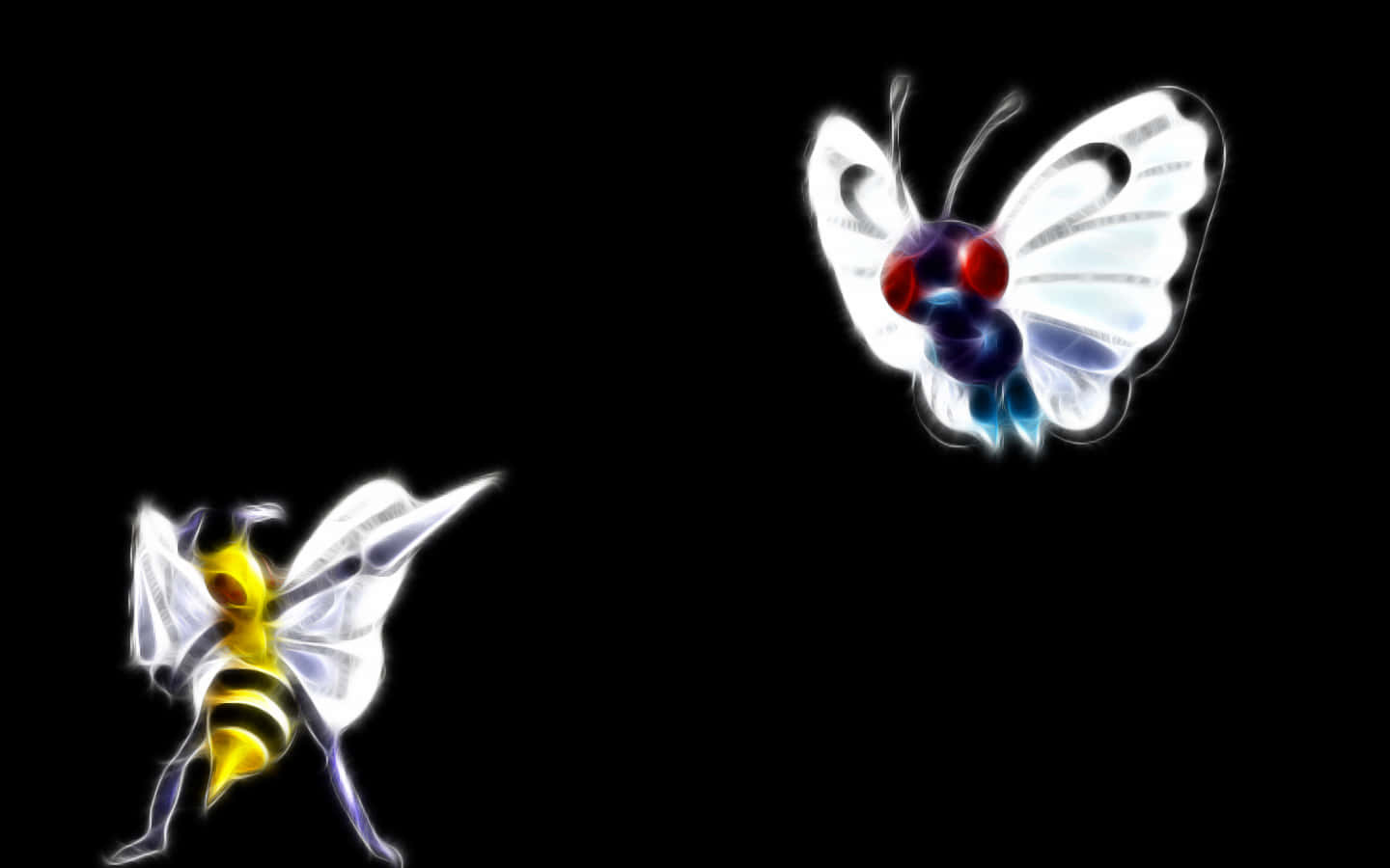 Glowing Beedrill And Butterfree Wallpaper
