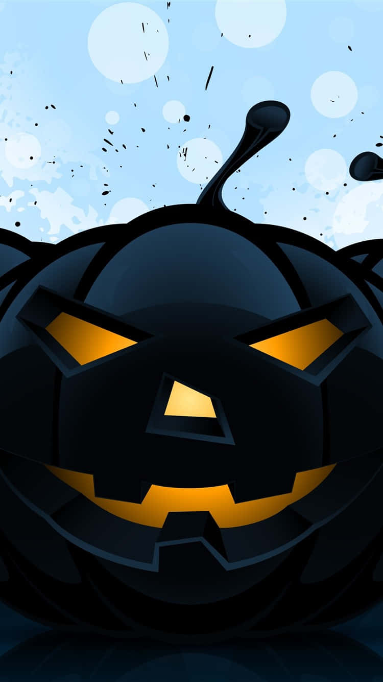 Glowing Black Jack O Lantern Halloween Wallpaper