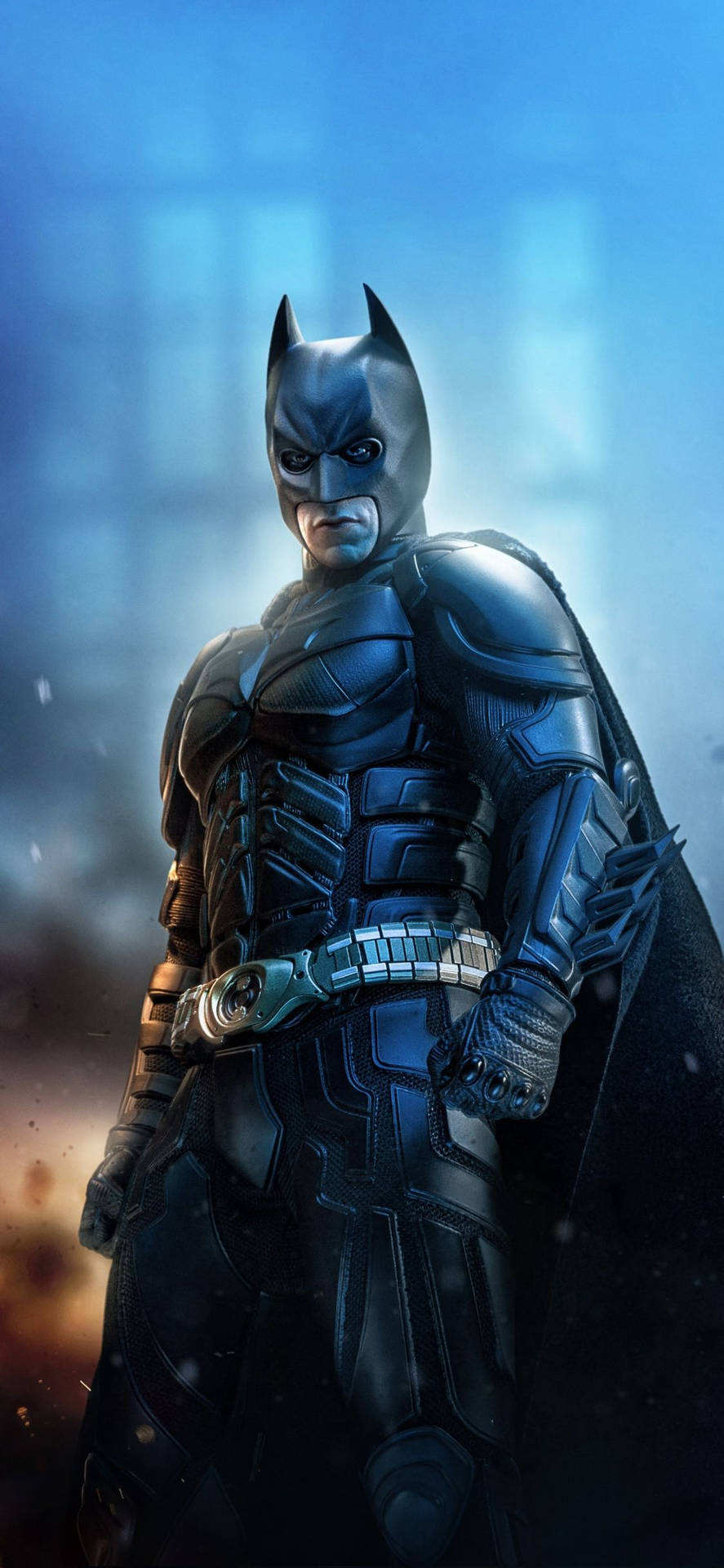 Glowing Blue Batman Arkham Knight iPhone Wallpaper