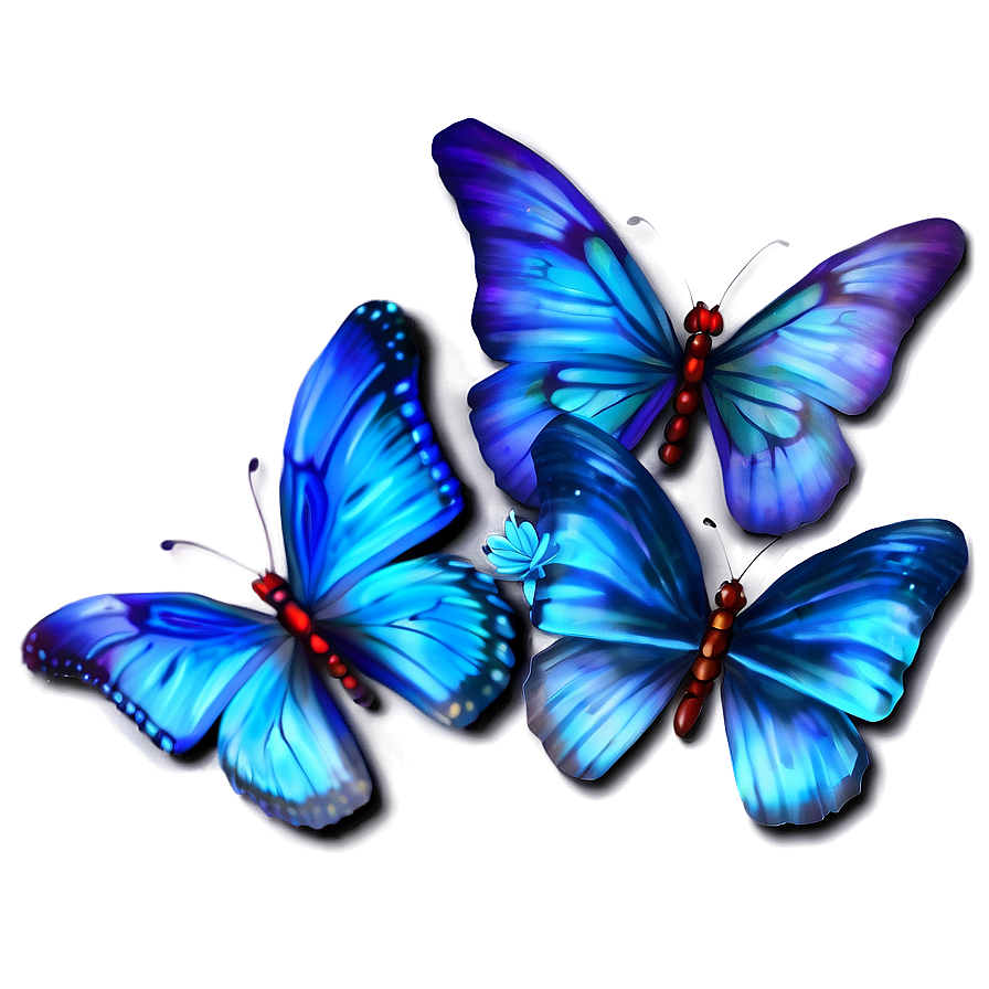 Glowing Blue Butterflies Png 46 PNG