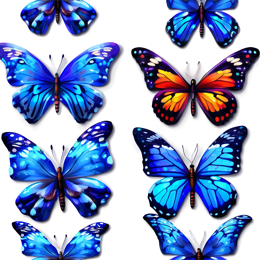 Glowing Blue Butterflies Png Ibf PNG