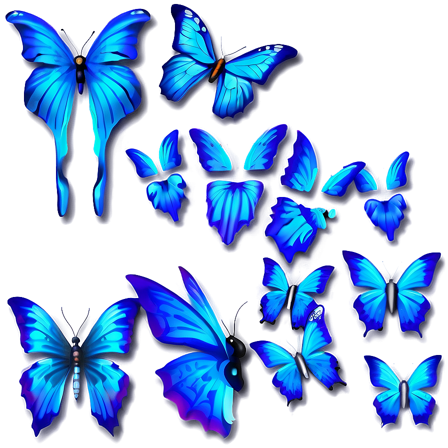 Glowing Blue Butterflies Png Iub PNG