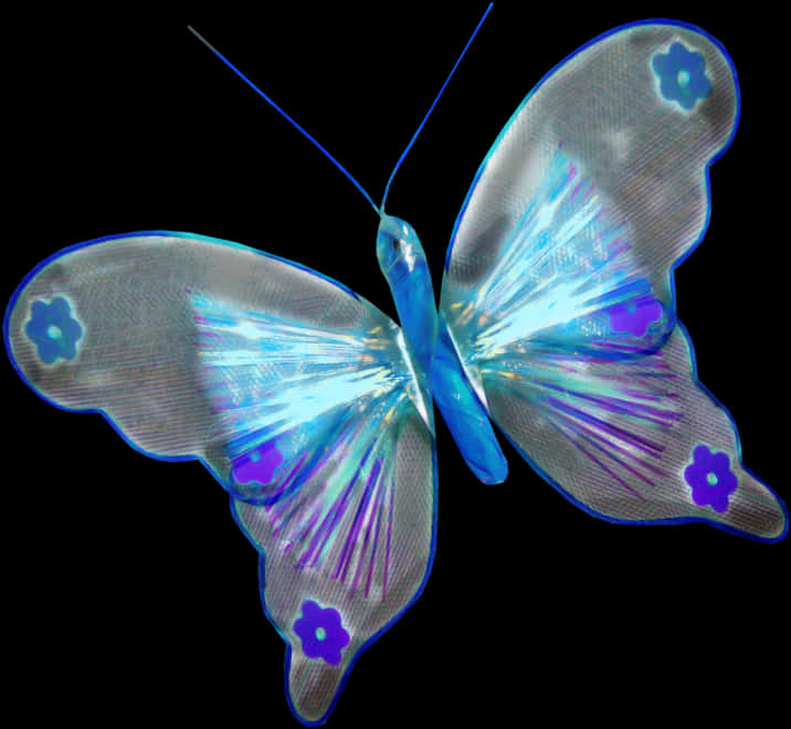 Glowing Blue Butterfly Illustration PNG
