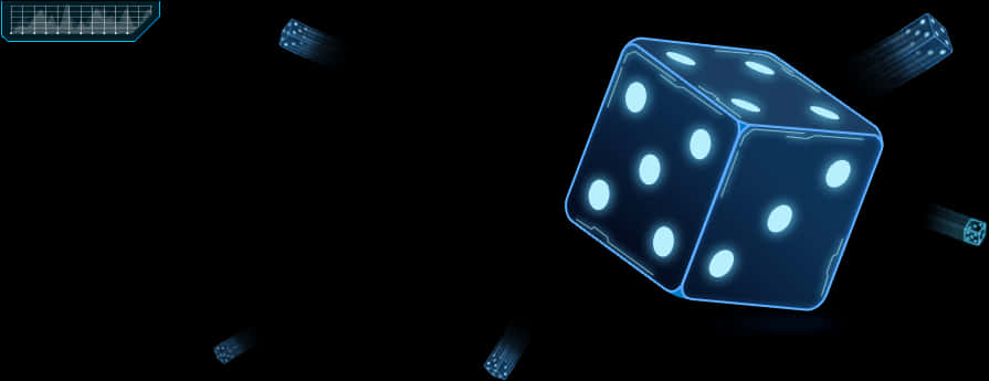Glowing Blue Dicein Darkness PNG