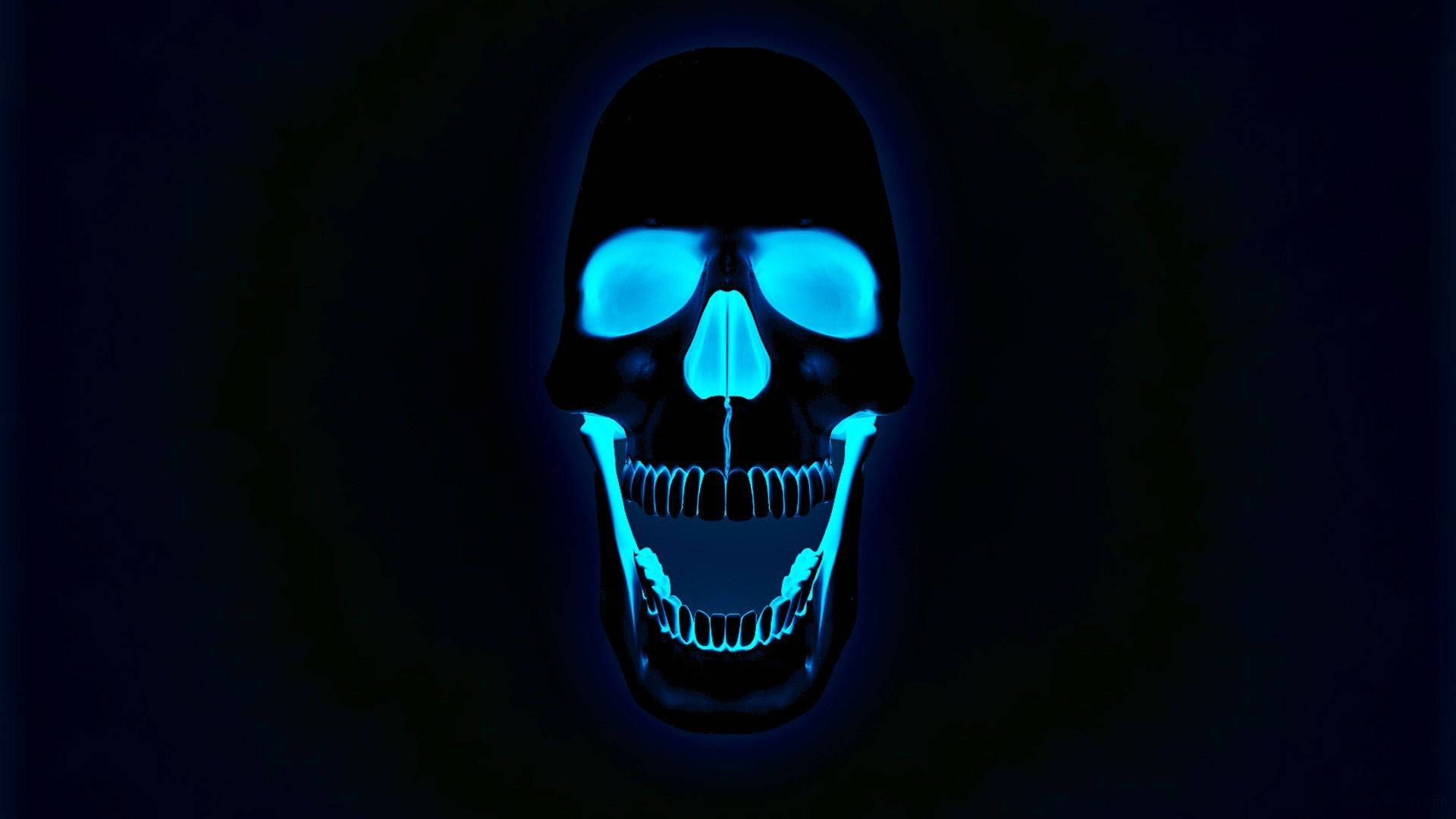 Glowing Blue Hd Skull Wallpaper