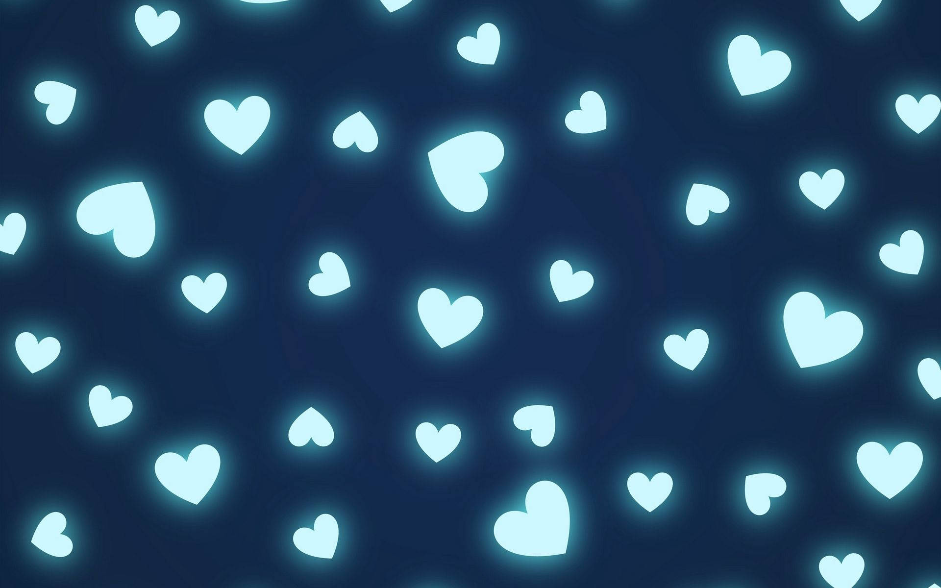 Glowing Blue Hearts Wallpaper