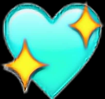 Glowing Blue Heartwith Stars PNG