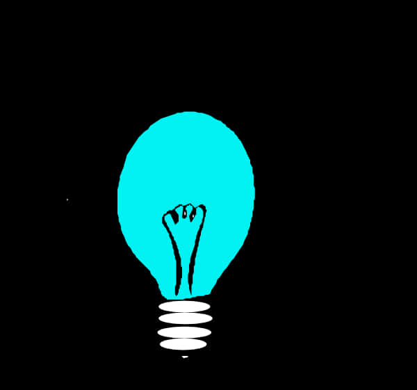 Glowing Blue Light Bulb Illustration PNG