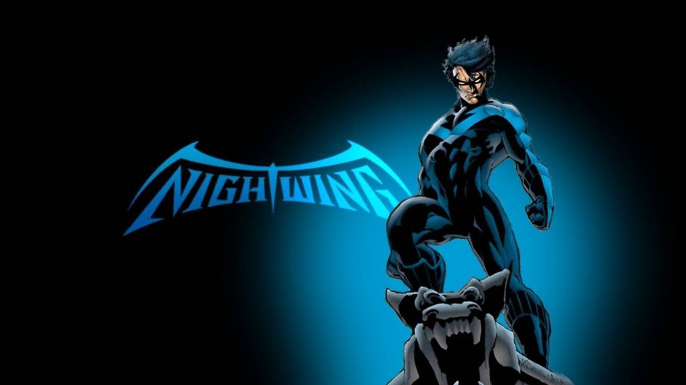 Glowing Blue Nightwing Background