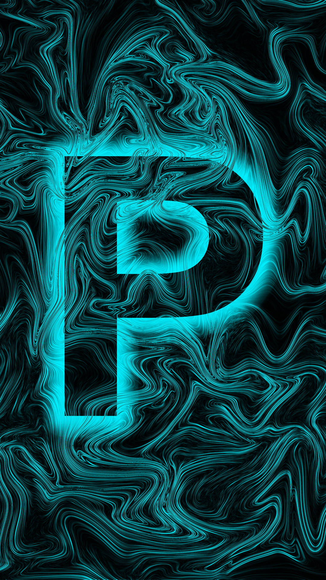 Glowing Blue P Letter