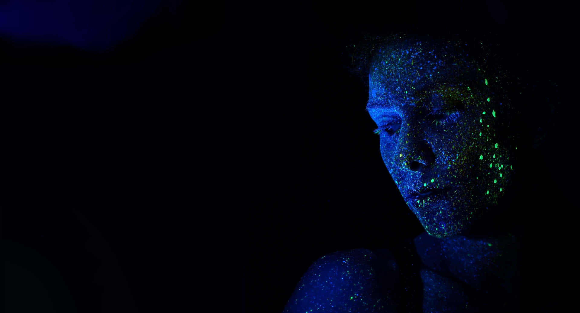 Glowing Blue Skin Portrait PNG