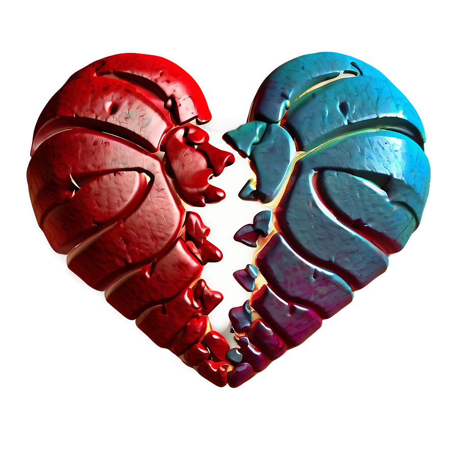 Glowing Broken Heart Png 05212024 PNG