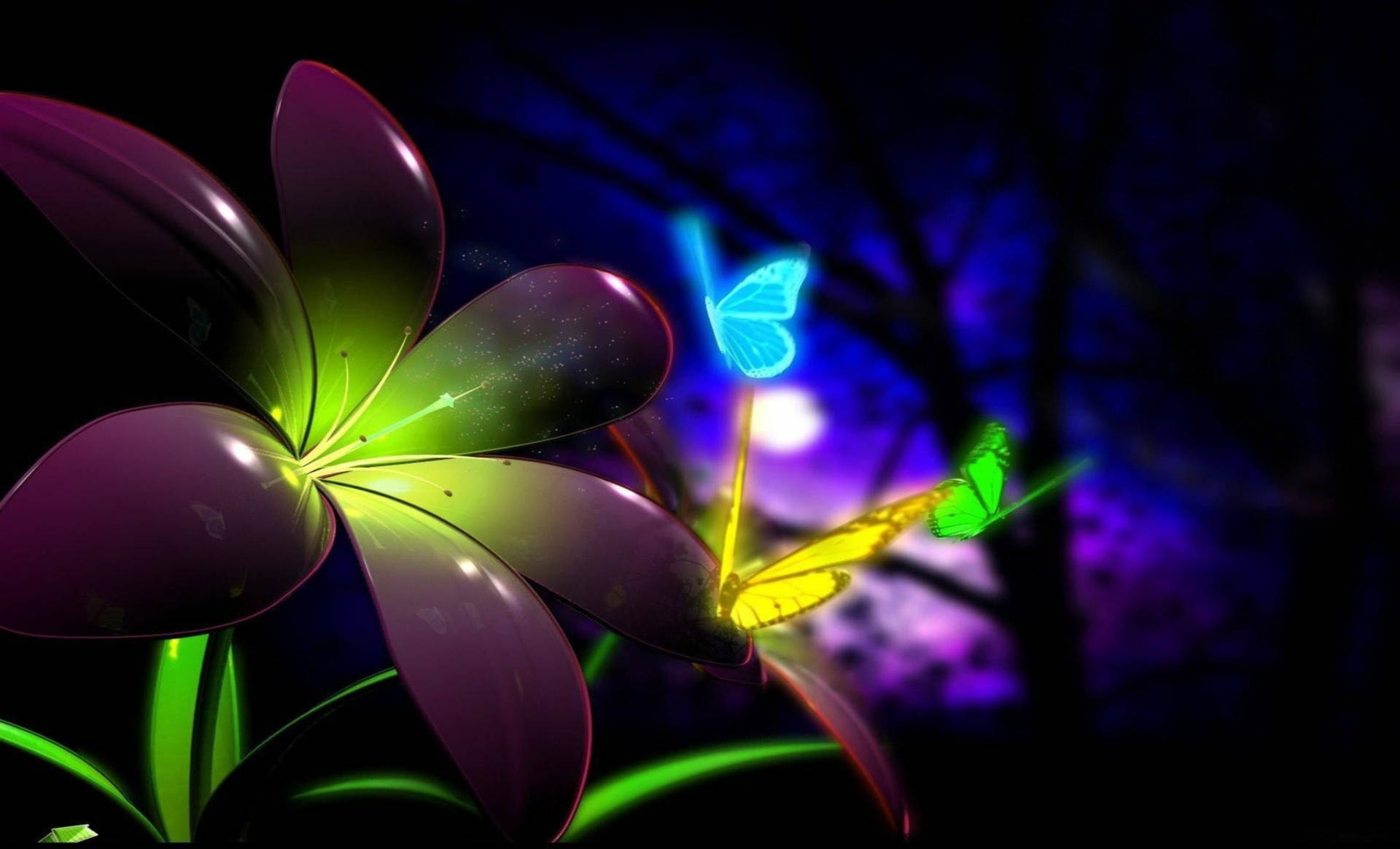 Glowing Butterflies Live Desktop Wallpaper