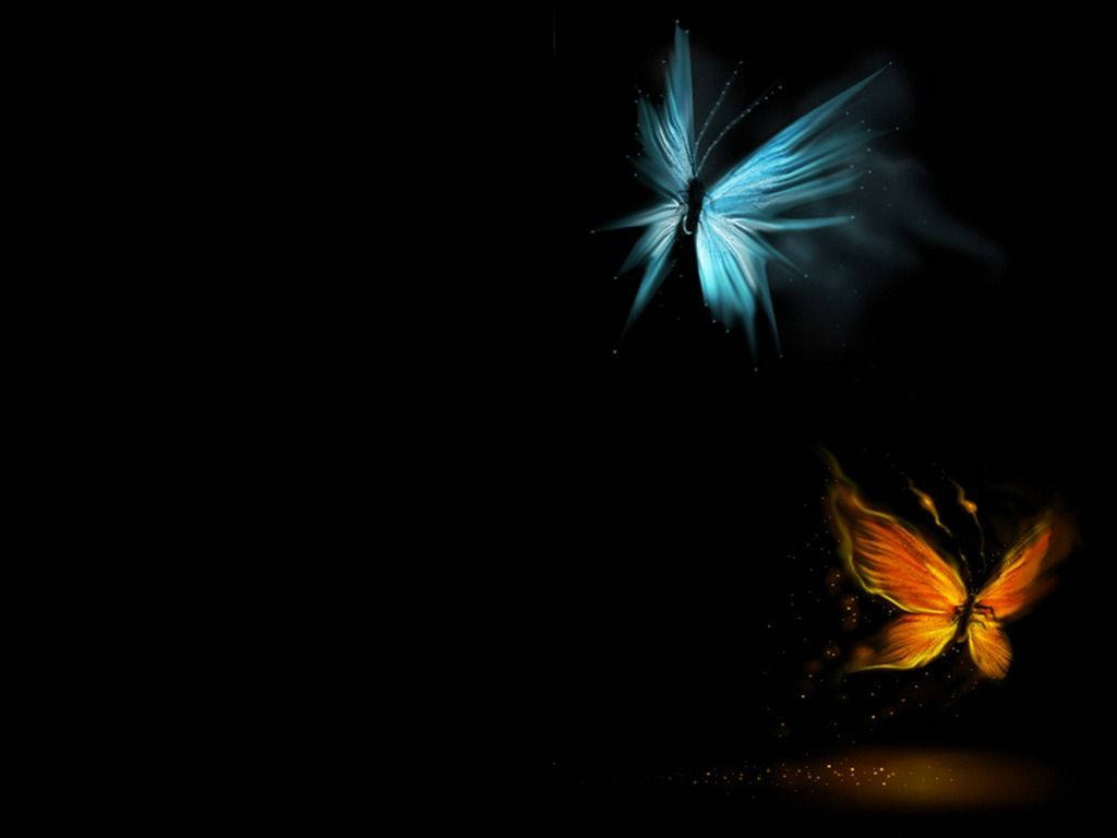Glowing Butterflies On Dark Screen Wallpaper