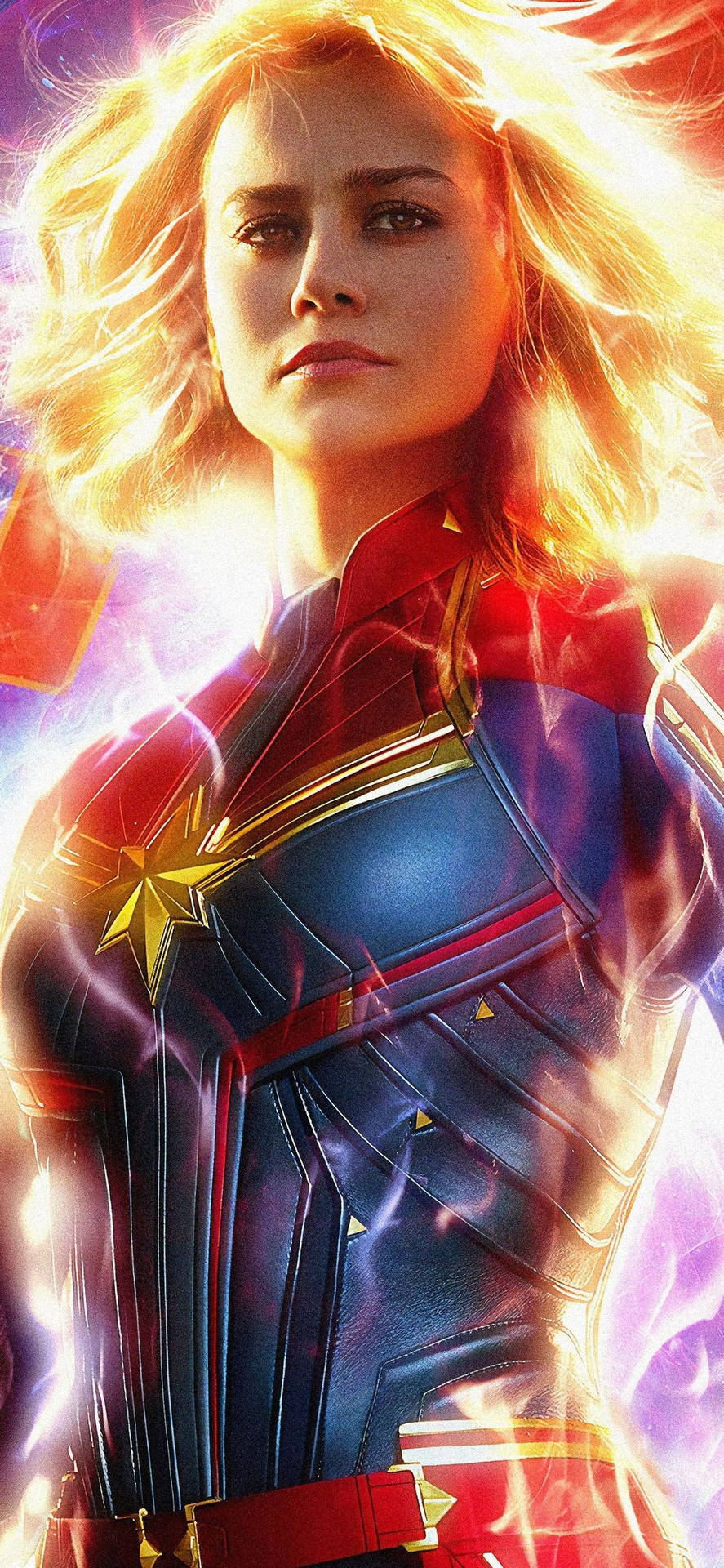 Leuchtenderiphone-hintergrund Mit Captain Marvel Wallpaper