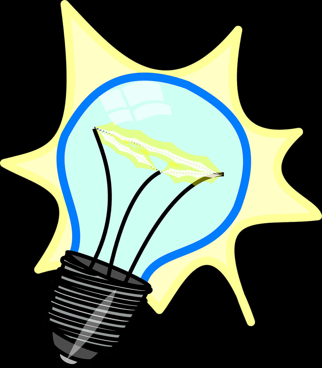 Glowing Cartoon Light Bulb PNG