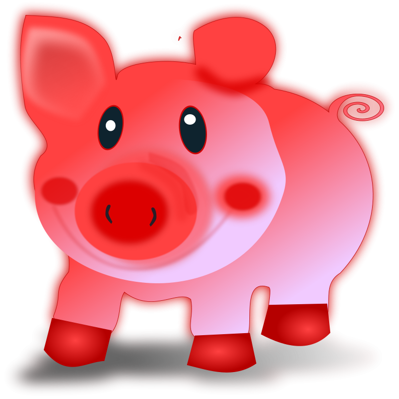 Glowing Cartoon Piglet PNG