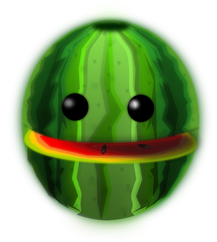 Glowing Cartoon Watermelon PNG