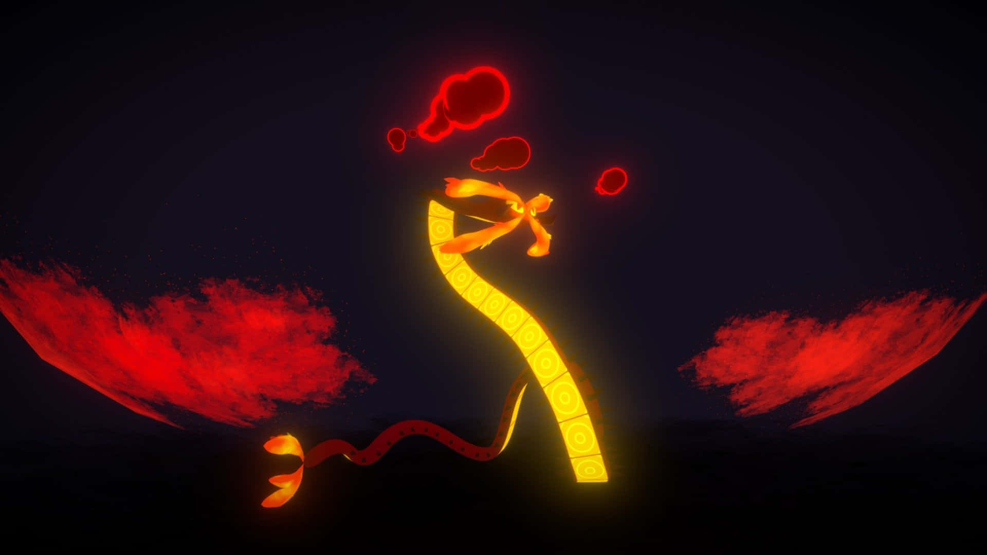 Glowing Centiskorch With Red Clouds Wallpaper