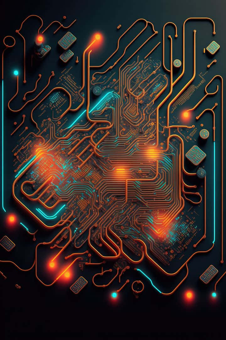 Glowing Circuit Board Artwork Wallpaper