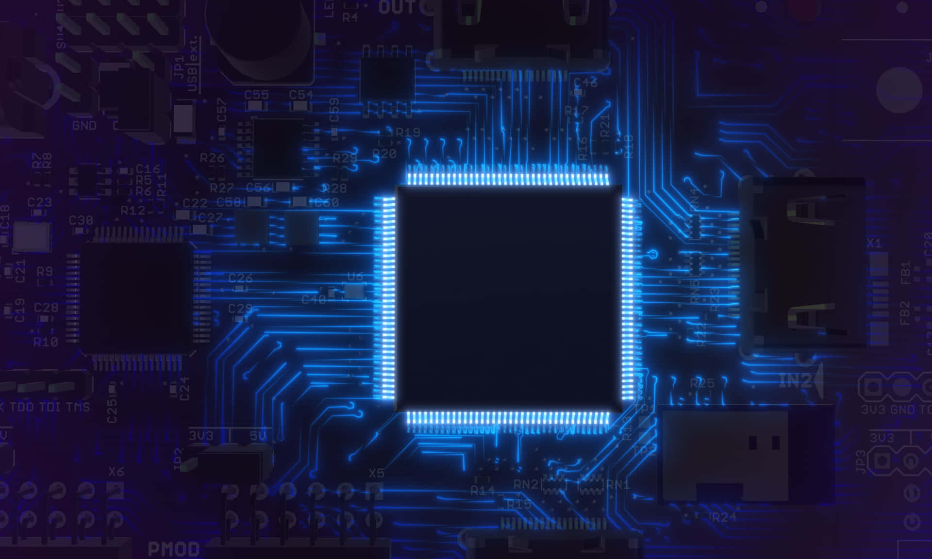 Glowing Circuit Board Technology Wallpaper