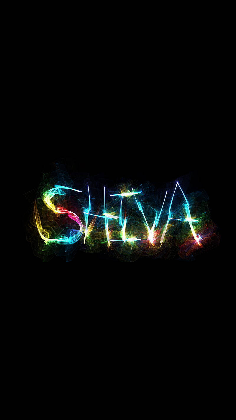 Glowing Colorful Shiva Name Wallpaper